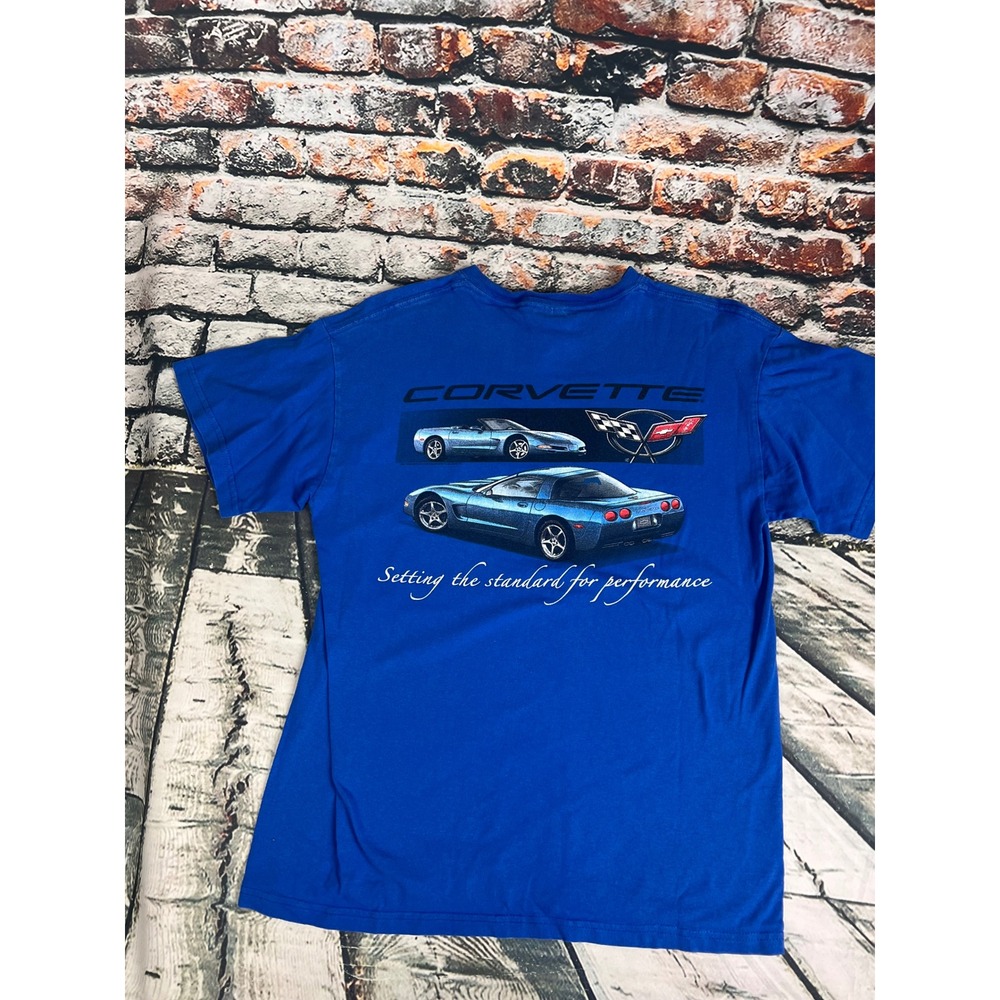 Mens Gildan Corvette Graphic T-Shirt Blue C5 Performance Car Tee Size M